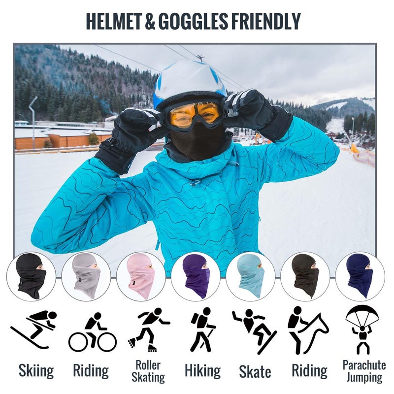 TurboSke Ski Mask - Balaclava face Mask Wind Water Resistant for Cold Weather (Gray) - Image 2